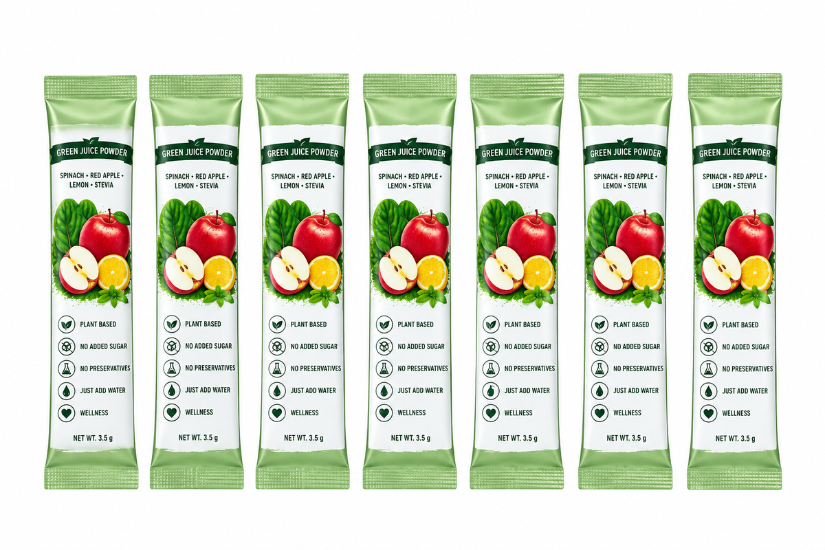 Individual sachets 
Green Juice – Lemonade Flavor