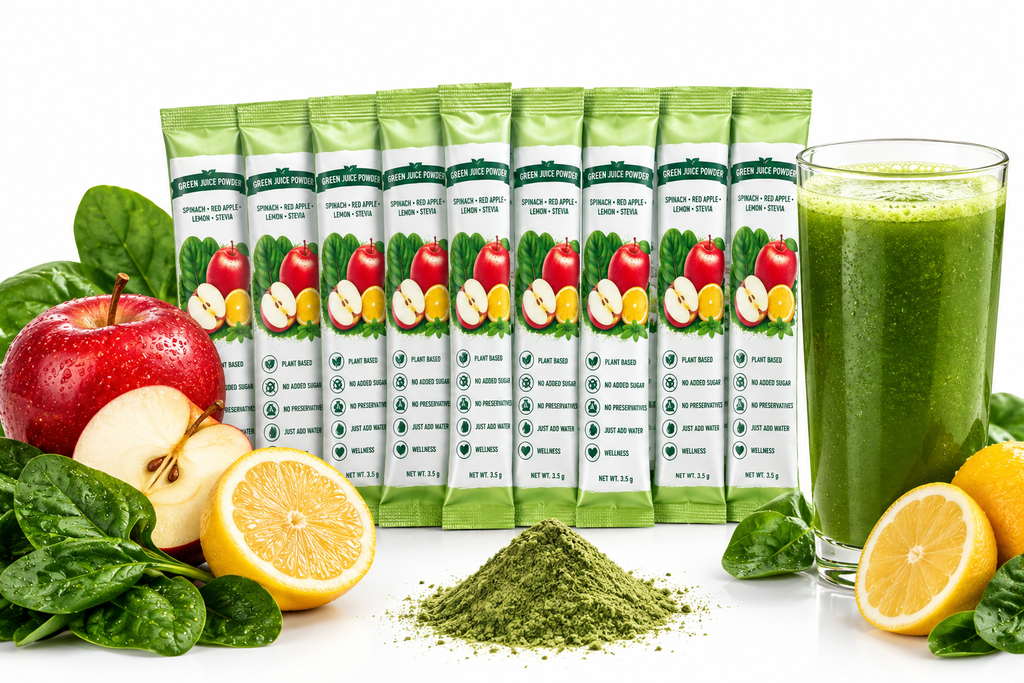 Individual sachets 
Green Juice – Lemonade Flavor