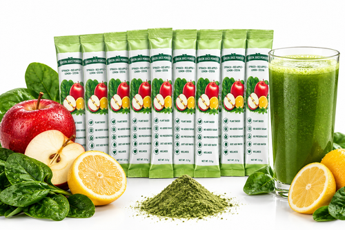 Individual sachets 
Green Juice – Lemonade Flavor